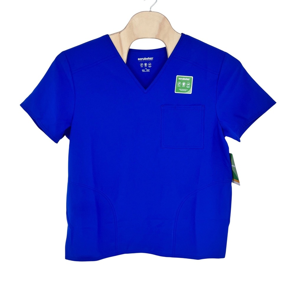Scrubstar Scrub Top Unisex Large Electric Blue Core Essentials V-Neck Healthcare